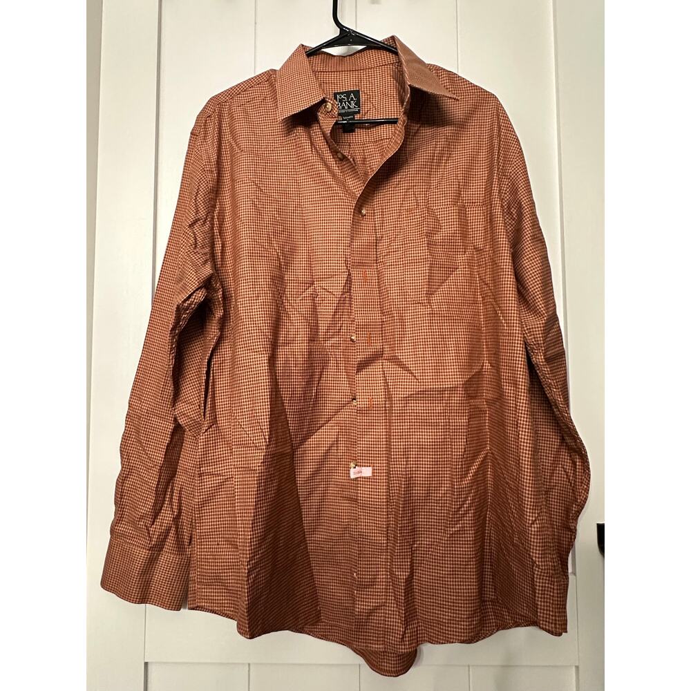 Jos. A. Bank Traveler's Collection in Burnt Orange black white striped sz mens L